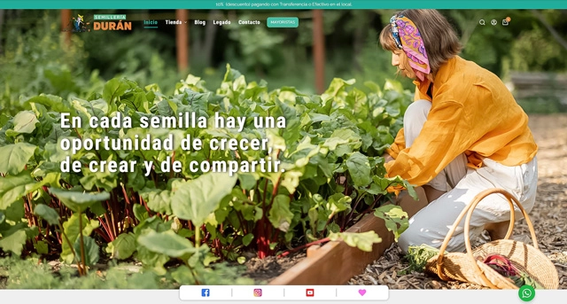 Portada del sitio web desarrollado, por Juan Manuel Gayo, para Semilleria Durán