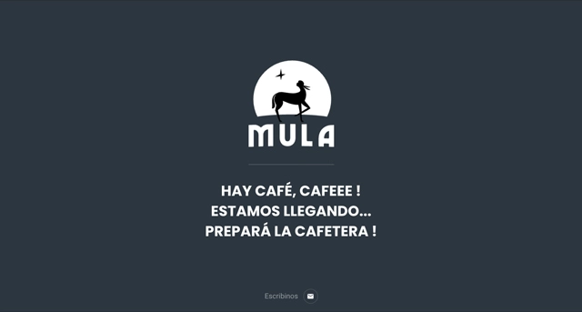 Portada del sitio web en desarrollo, por Juan Manuel Gayo, para Mula Café